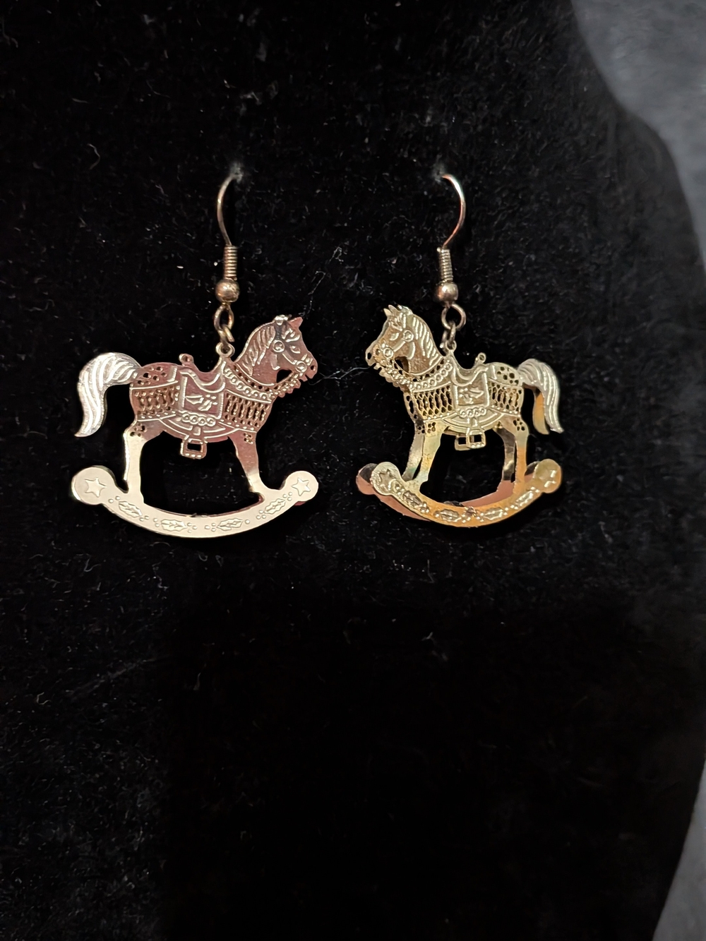Golden Rocking Horse Drop Earrings